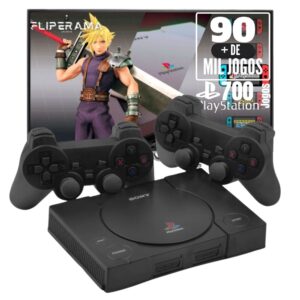 Game Retro Mini Playstation 1 com 90.000 Jogos + 2 Controles sem fio