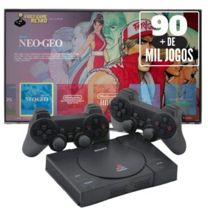 Mini Playstation 1 Game Retro com 90.000 Jogos + 2 Controles sem fio 700Jogos cor Black